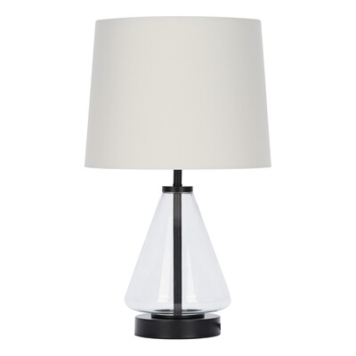 Glass with Black Base Table Lamp, 18" H
