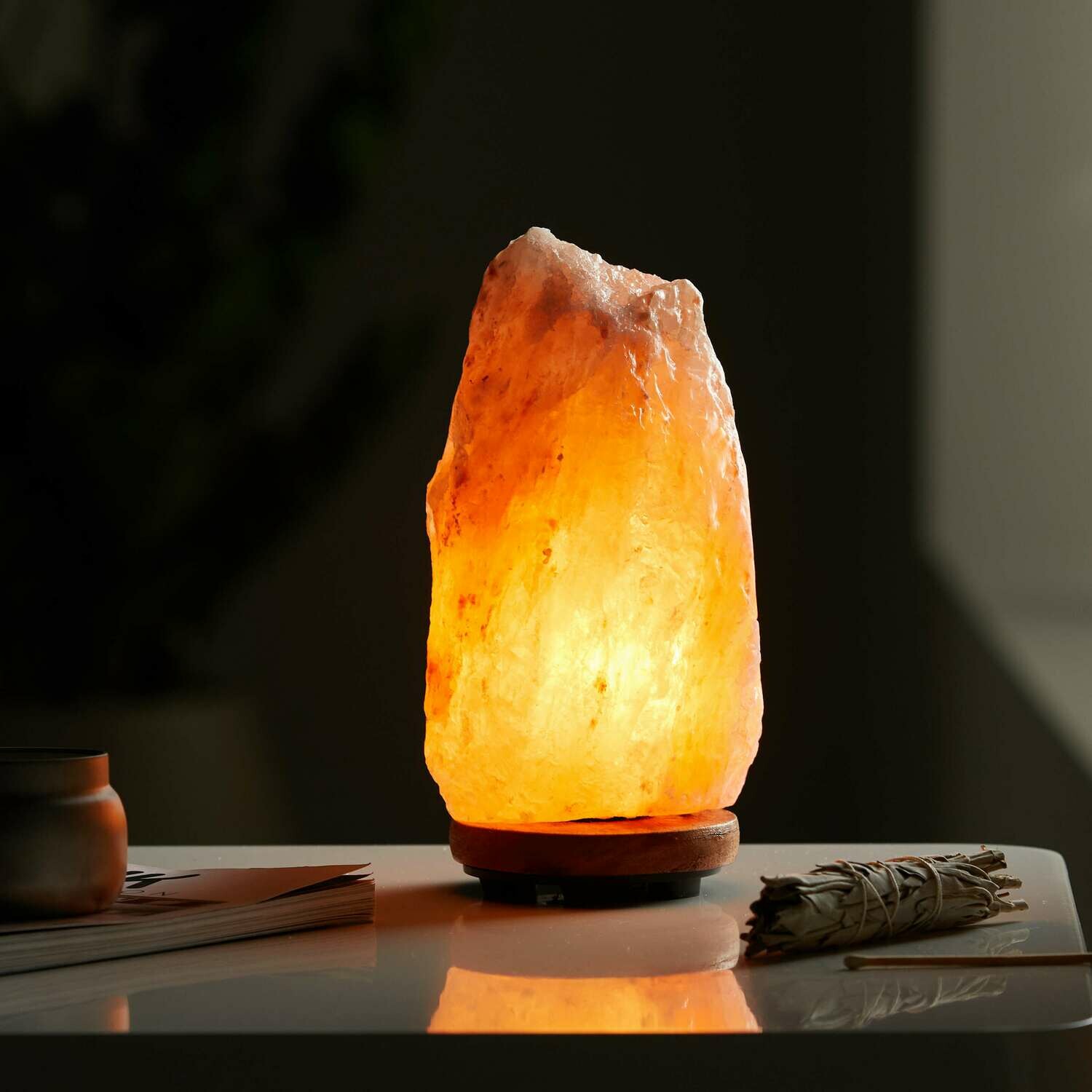 Himalayan Salt Lamp - Natural Hand Carved Himalayan Orange Salt Lamp, 5-7 lbs