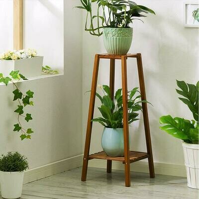 Magshion Bamboo 2 Tier Tall Plant Stand Pot Holder Small Space Table