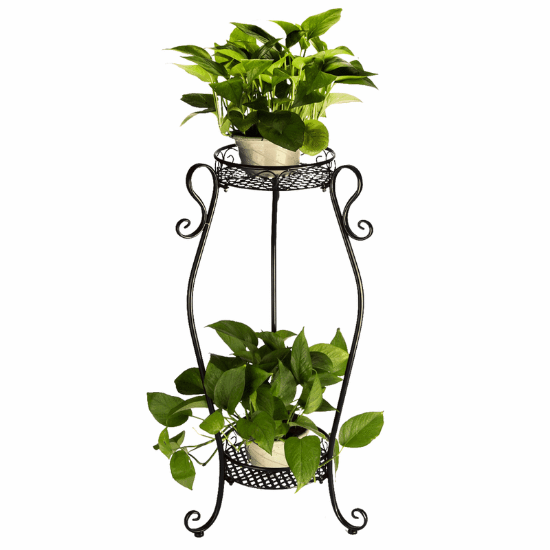 Dazone Demountable Metal 2 Tiers Plant Rack Indoor Floor Model Potted Plant Stand Black Dazone Demountable Metal 2 Tiers Plant Rack Indoor Floor Model Potted Plant Stand Black