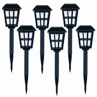 Square Home Path Light Set, Solar Powered LED in Black (6 Pack)