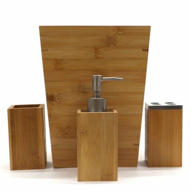 Bamboo 4 PC Bathroom Accessory Set