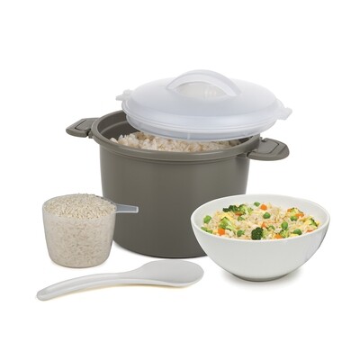 Progressive Prep Solutions Microwave Rice Cooker, 4 Piece Plastic Set