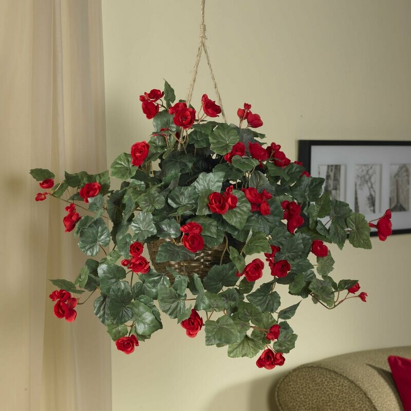 Nearly Natural Begonia Hanging Basket