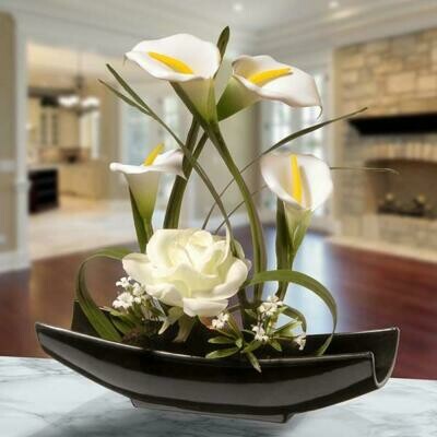 11 in. White Rose and Calla Lily Flowers