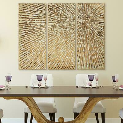 48 in. x 20 in. "Sunshine" Textured Metallic Hand Painted by Martin Edwards Wall Art (Set of 3)