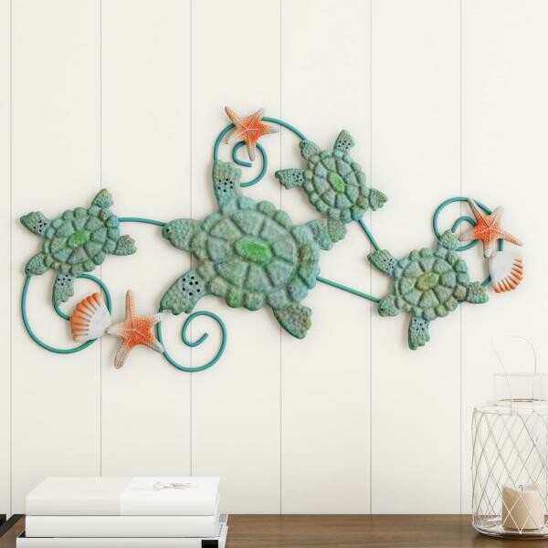 Swimming Sea Turtles Metal Wall Art Decor Living Room Bathroom Home Condo
