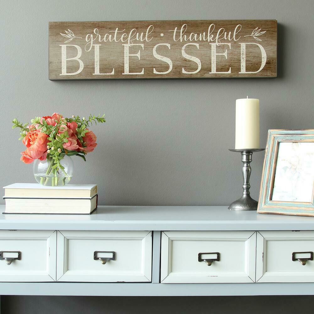 &quot;Grateful, Thankful, Blessed&quot; Decorative Sign Wall Art