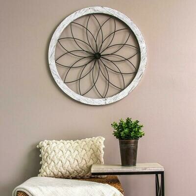 Flower Metal and Wood Art Deco Wall Decor