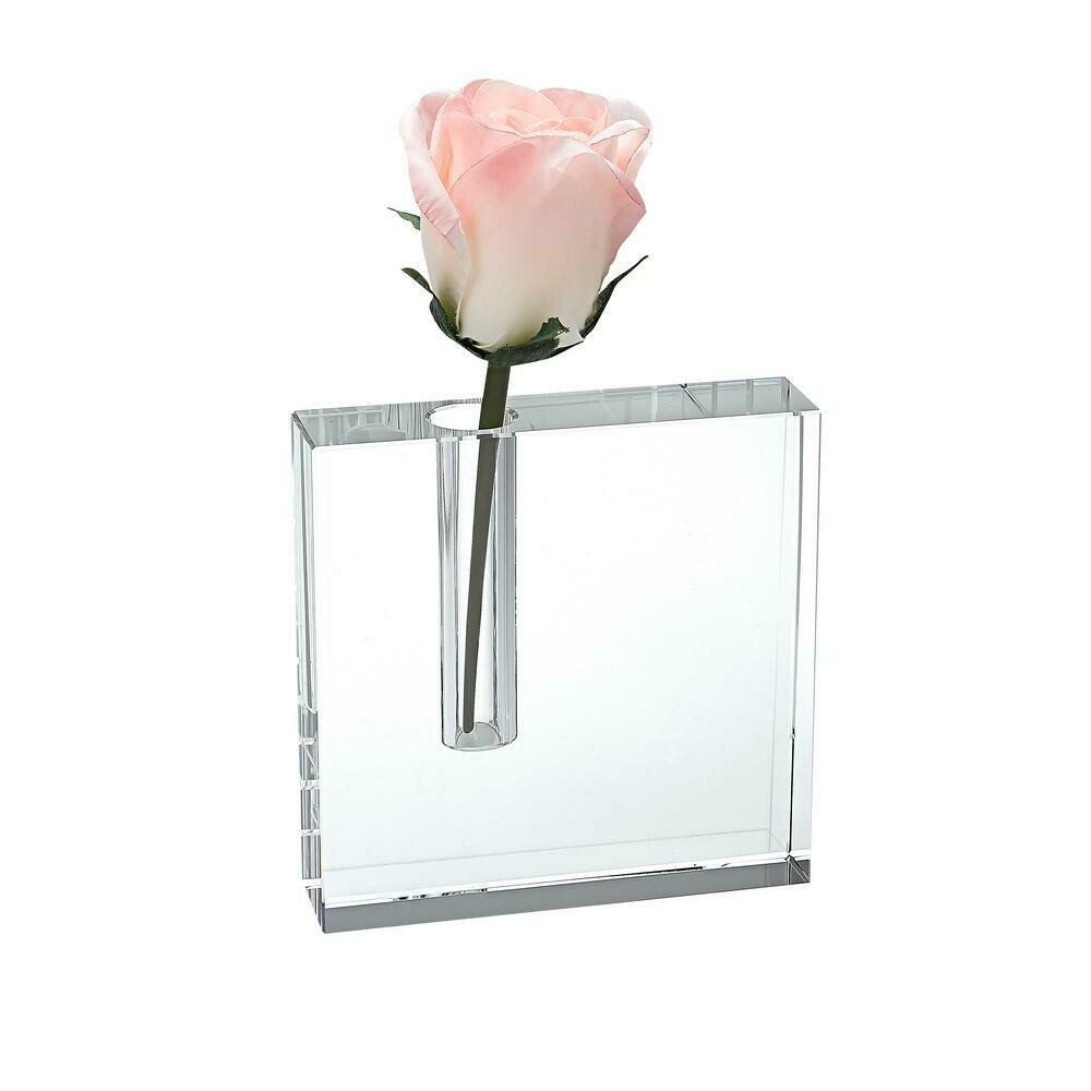 5 in. x 5 in. Block Handcrafted Crystal Bud Vase