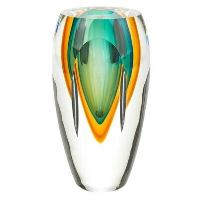 Astra Green 6.5 in. H Mouth Blown Thick Walled Decorative Vase