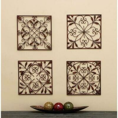 Assorted 14 in. Leaf Scroll Wall Plaques (Set of 4)