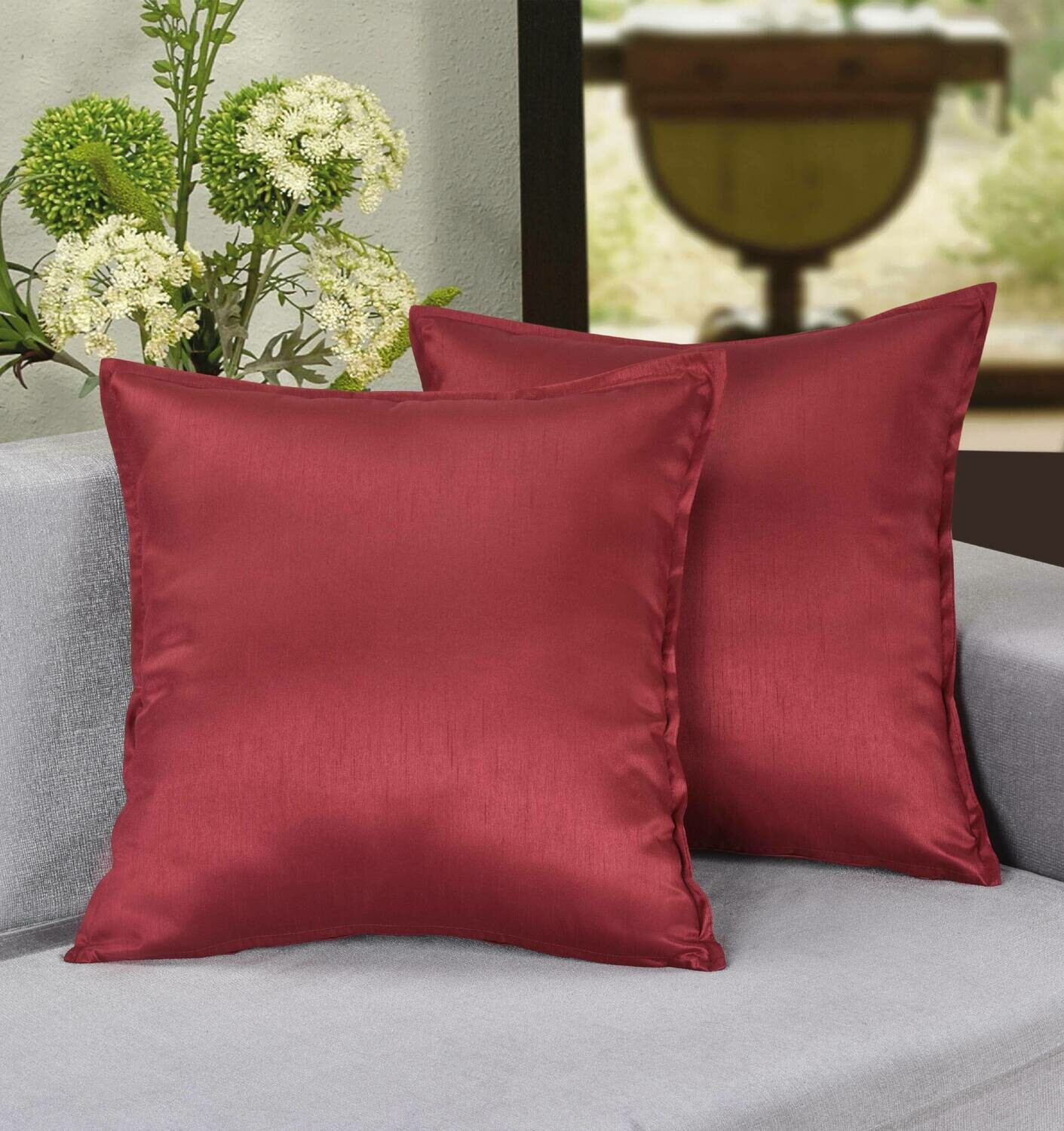 Aiking Home 2 Pieces of 18&quot;x18&quot; Solid Faux Silk Throw Pillow COVERs , Multiple Colors