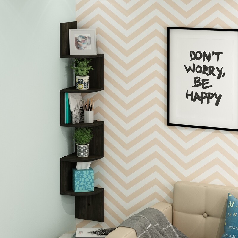 Wall Mount Floating Radial Corner Shelf 5 Tier Mount Best In Quality Durable