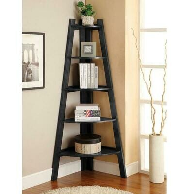 5-Tier Corner Shelf Ladder Bookcase Storage Display Rack Plant Stand Shelf Black