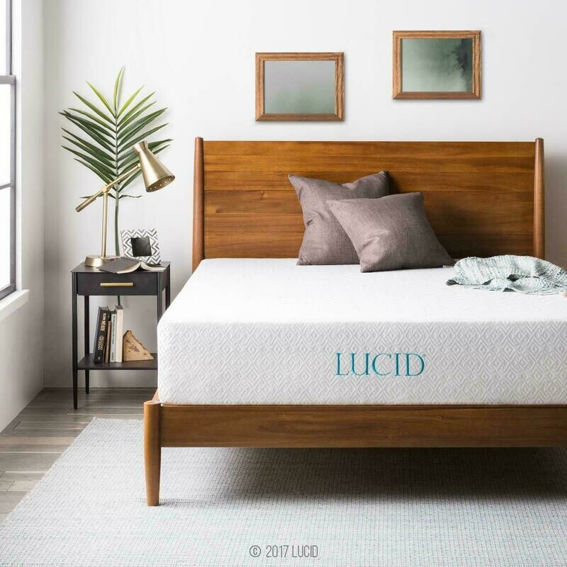 LUCID 10 Inch Gel Memory Foam Mattress - Twin, Queen and King