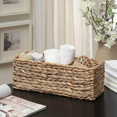 Woven Water Hyacinth Tank Basket, Natural