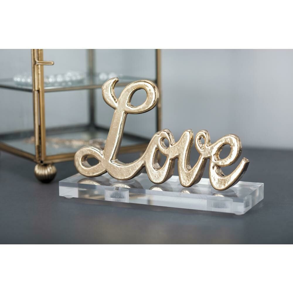 6 in. x 3 in. Modern Gold and Silver Aluminum &quot;Love&quot; Letter Cut-Outs (Set of 2)