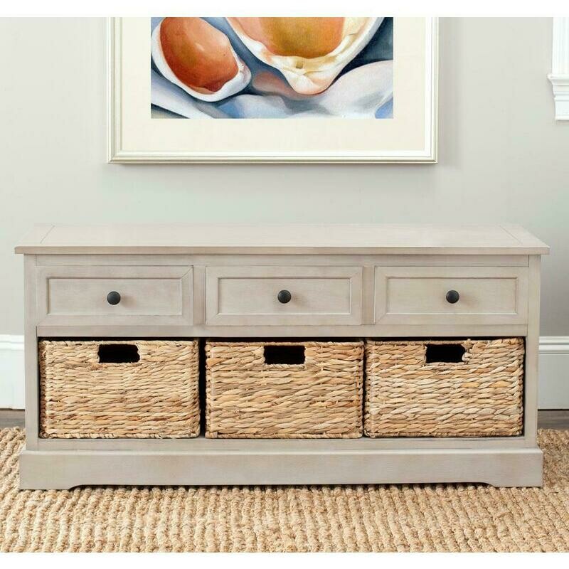 Damien 3-Drawer Wood Storage Unit in Vintage Grey