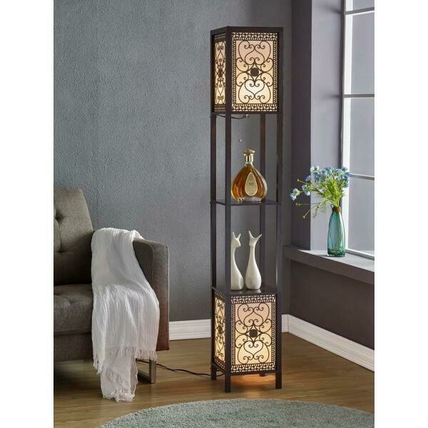 Infinity Heart Shelf Floor Lamp 64 in. Expresso