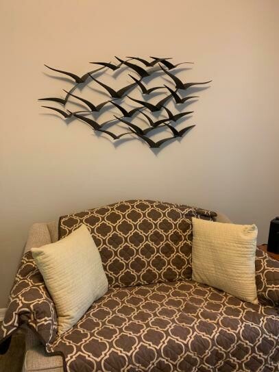 47 in. x 26 in. Brown Iron Flying Birds Wall Decor Modern Metal Wall Art