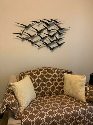 47 in. x 26 in. Brown Iron Flying Birds Wall Decor Modern Metal Wall Art