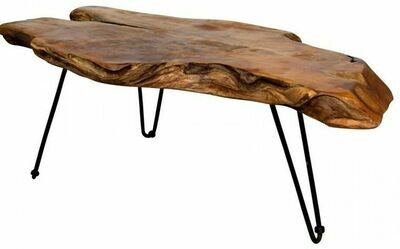 Badang 40 in. Clear Lacquer/Black Medium Specialty Wood Coffee Table with Live Edge