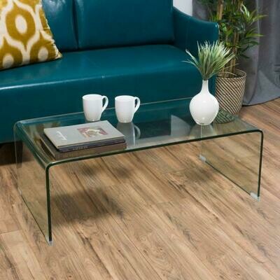 Pazel 40 in. Clear Medium Rectangle Tempered Glass Coffee Table