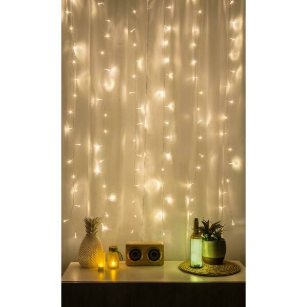 96-Light 4 ft. Warm White LED Curtain Cascading Lighting