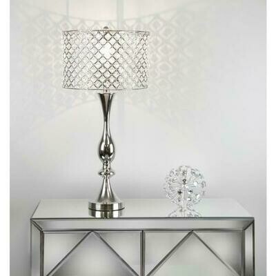 27.5 in. Polished Nickel Table Lamp with Crystal Bling Shade