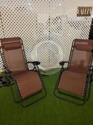 Set of 2, Zero Gravity Lounge Chair Recliners w/ Cup Holders - Multiple Colors