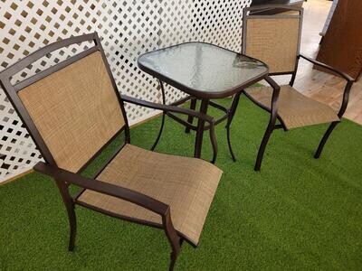 Bistro Set 3 Piece Glass Top Table And Chairs Patio Outdoor Furniture Clearance