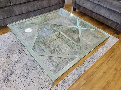 Meria Square Glass Coffee Table with Mirrored Finish