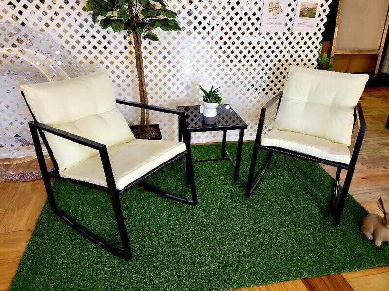 Patio Furniture Bistro Table Chairs Set 3 Pcs Wicker Rocker Front Porch Garden