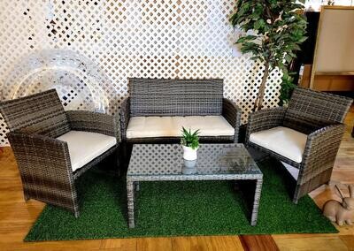 Wicker patio 4 piece outdoor conversational piece