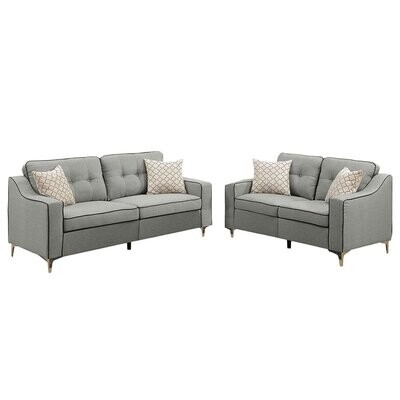 Fabric Sofa Set in Light Gray Color Color