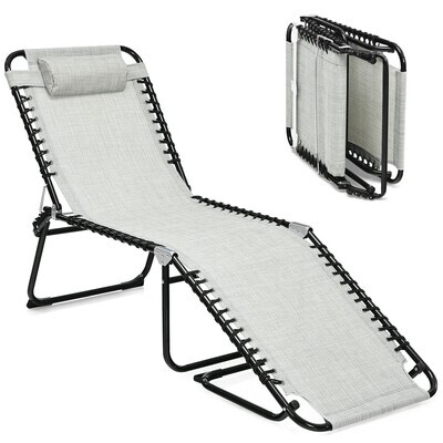 Beautiful Folding Heightening Design Beach Lounge Chair with Pillow for Patio