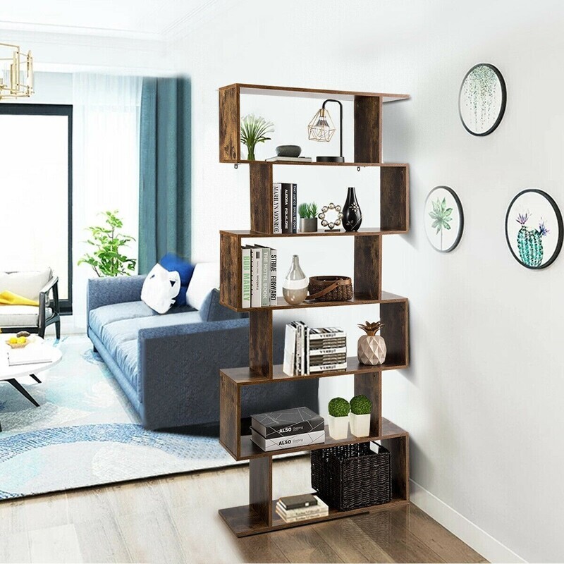 Neat 6-Tier S-Shaped Style Storage Bookshelf