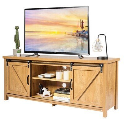 Cute TV Stand Media Center Console Cabinet with Sliding Barn Door
