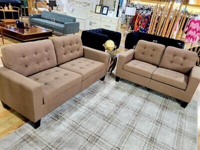 Adorable brown sofa and loveseat combination set