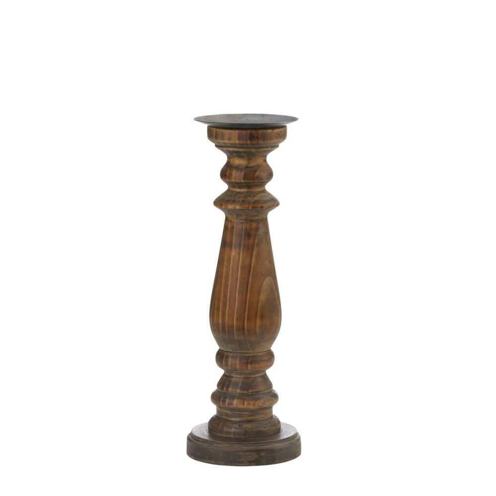 Tall Antique-Style Wooden Candle Holder