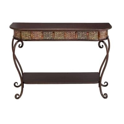 Dark Brown Traditional Metal Console Table, 32 in. x 43 in