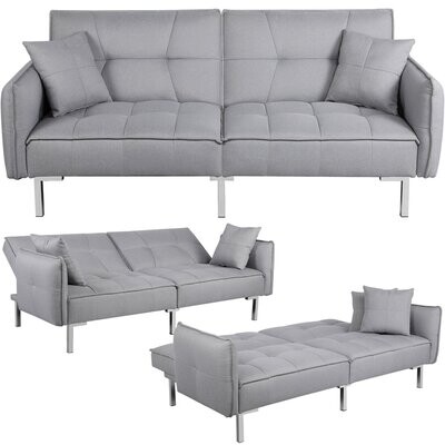 Convertible Sleeper Sofa Bed Sectional Futon Sofa Pull Out Adjustable Couch Gray