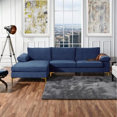 Sectional Sofas, Navy Blue Velvet