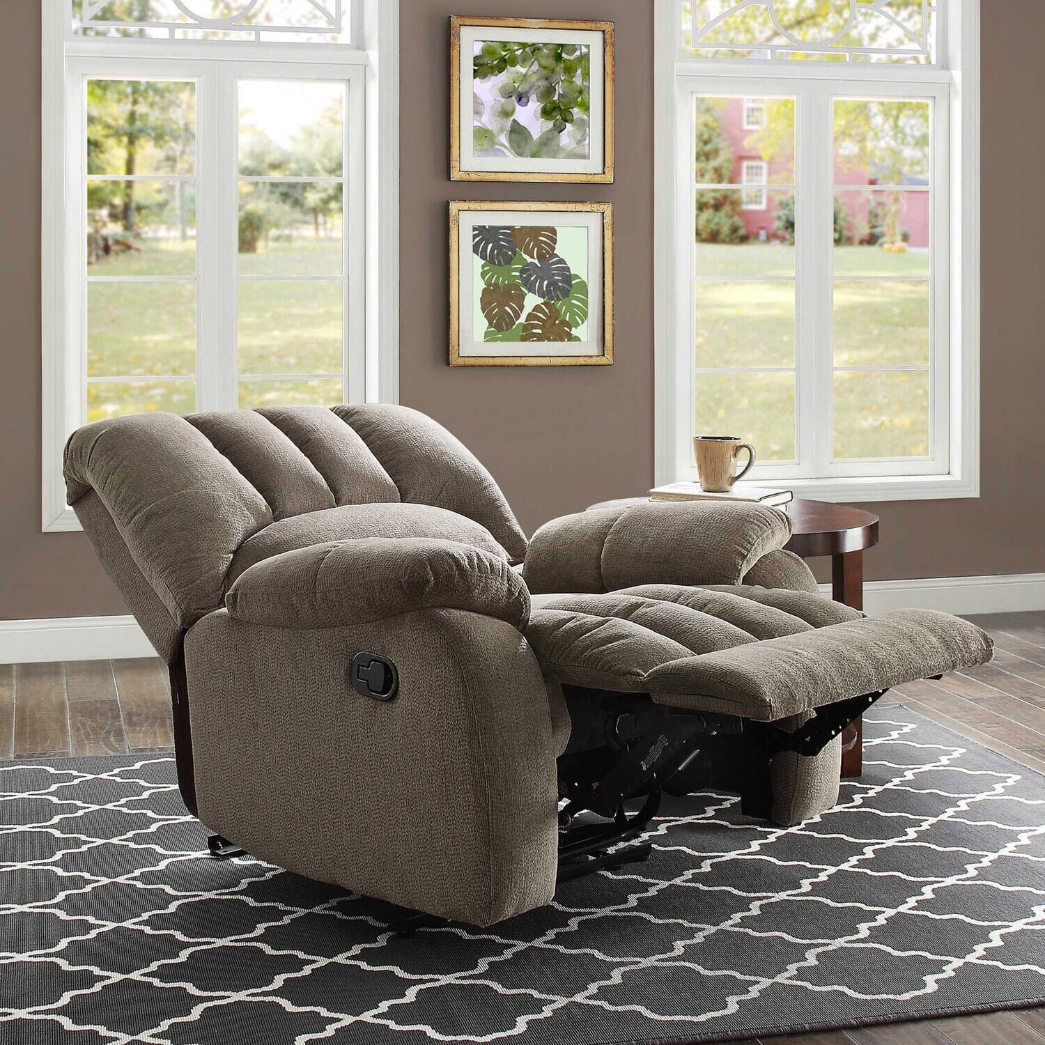 Gray Recliner with Pocketed Comfort Coils, Upholstered