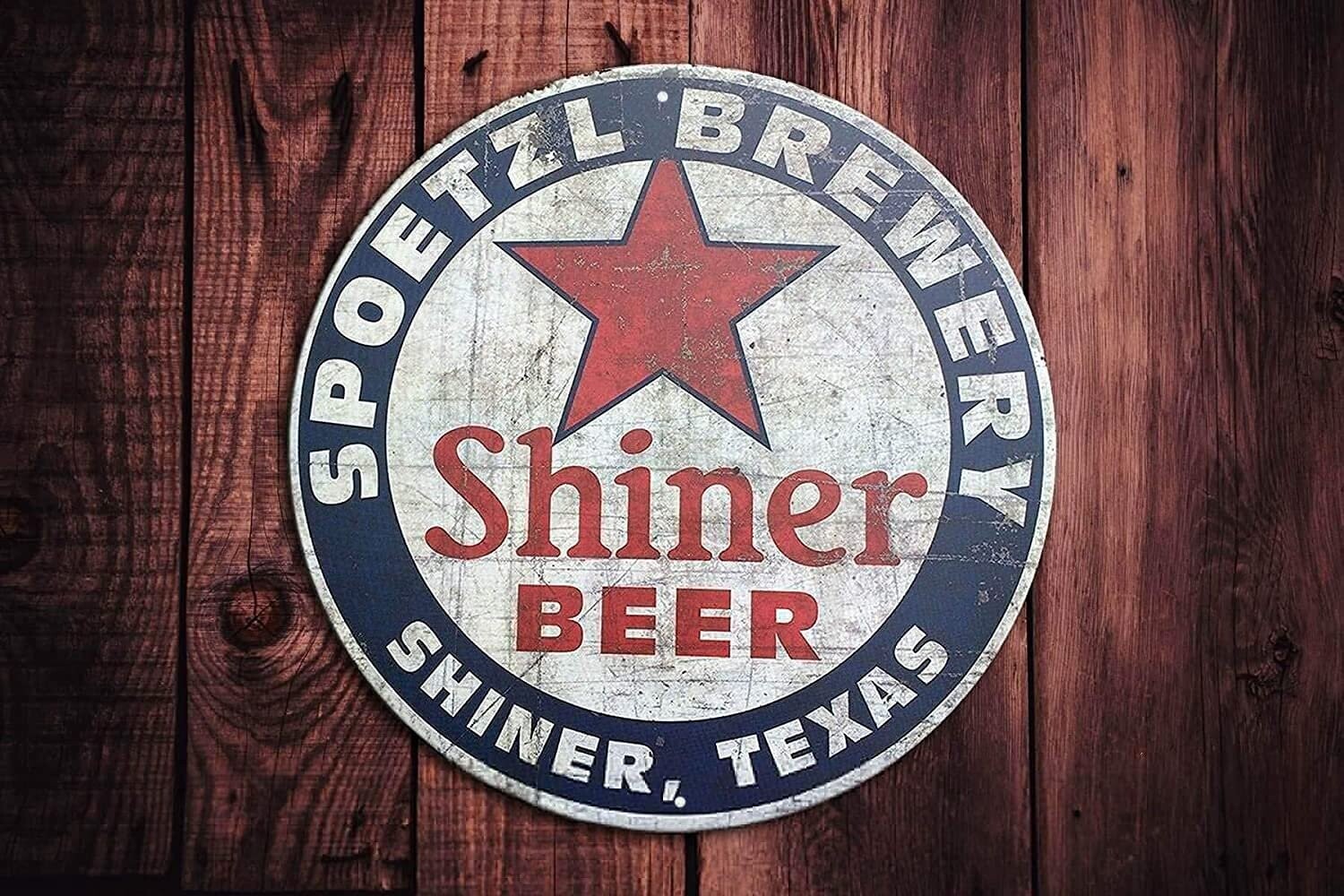 Shiner Beer Shiner Texas Vintage Style Round Tin Sign Metal Sign Metal Decor Wall Sign Wall Poster Wall Decor Door Plaque TIN SIGN 12X12 INCH