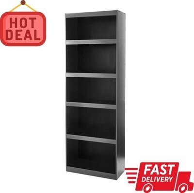 71" Tall Adjustable Framed 5-Shelf Wood Bookcase Storage Shelving Wide Bookshelf