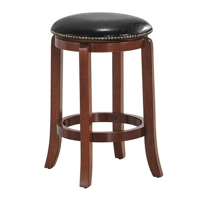 24&quot; Swivel Bar stools Leather Padded Solid Counter Height Pub Chairs Backless