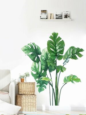 Tropical Leaf Print Wall Sticker Adhesive Removable Wall Art Sticker 3D Mural