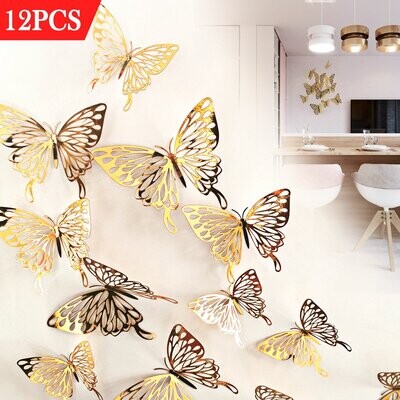 12pcs 3D Butterfly Wall Stickers Art Decals Home Room Decorations Decor US